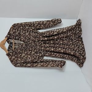 a.n.a Women's Brown Tan White Floral Button Up Tunic Top,  M